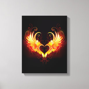 Angel Fire Heart met Wings Canvas Afdruk