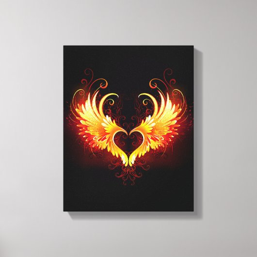 Angel Fire Heart met Wings Canvas Afdruk (Voorkant)