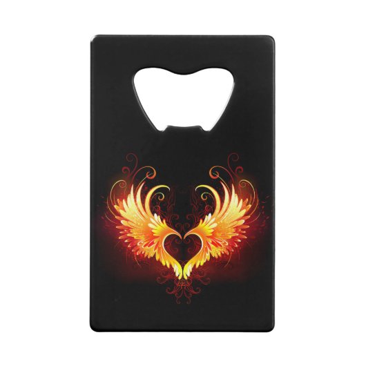 Angel Fire Heart met Wings Creditkaart Flessenopener (Voorkant)