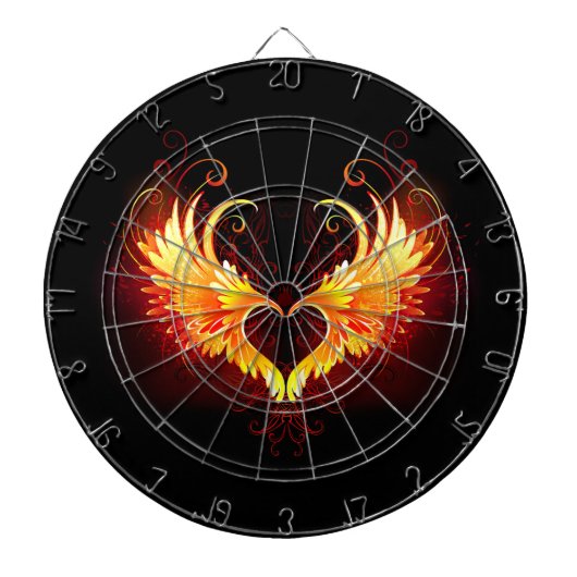 Angel Fire Heart met Wings Dartbord (Voorkant)
