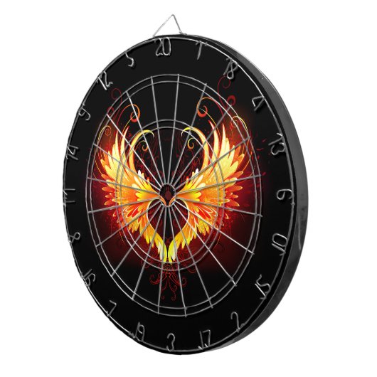 Angel Fire Heart met Wings Dartbord (Voorkant Rechts)