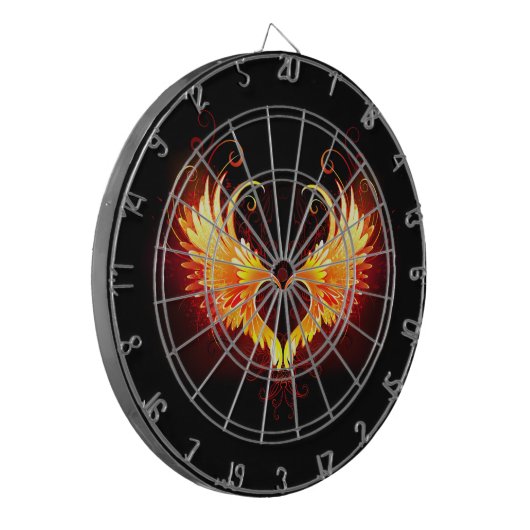 Angel Fire Heart met Wings Dartbord (Voorkant Links)