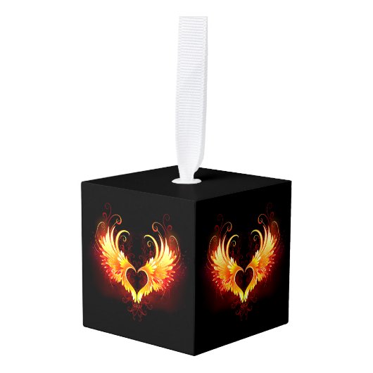 Angel Fire Heart met Wings Decoratie (Voorkant hoekig)