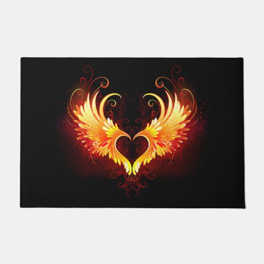 Angel Fire Heart met Wings Deurmat (Voorkant)