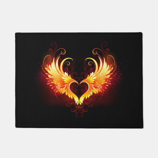 Angel Fire Heart met Wings Deurmat (Voorkant)