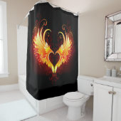 Angel Fire Heart met Wings Douchegordijn (In situ)