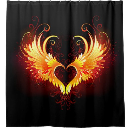 Angel Fire Heart met Wings Douchegordijn (Voorkant)