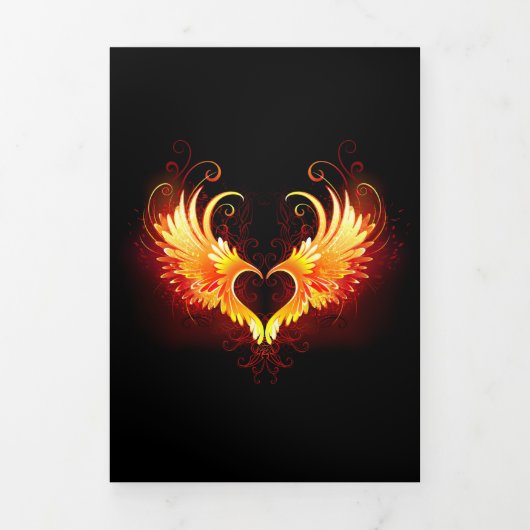 Angel Fire Heart met Wings Drieluik Wenskaart (Cover)