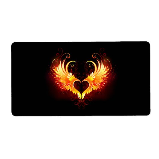 Angel Fire Heart met Wings Etiket (Voorkant)
