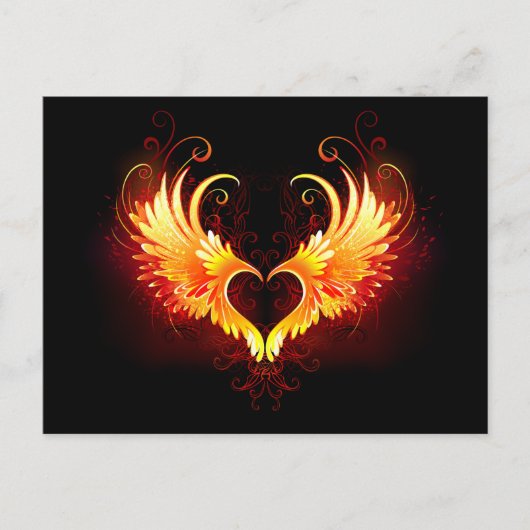 Angel Fire Heart met Wings Feestdagenkaart (Voorkant)