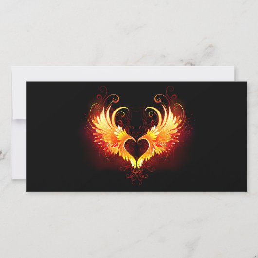 Angel Fire Heart met Wings Feestdagenkaart (Voorkant)