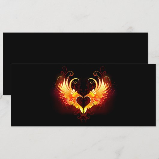 Angel Fire Heart met Wings Feestdagenkaart (Voorkant / Achterkant)