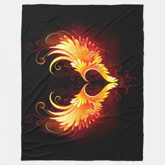 Angel Fire Heart met Wings Fleece Deken (Voorkant)