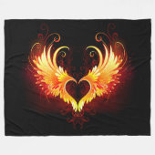 Angel Fire Heart met Wings Fleece Deken (Voorkant (Horizontaal))