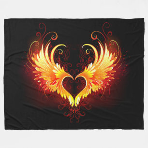 Angel Fire Heart met Wings Fleece Deken