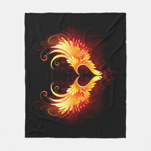 Angel Fire Heart met Wings Fleece Deken (Voorkant)