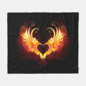 Angel Fire Heart met Wings Fleece Deken (Voorkant (Horizontaal))