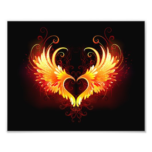 Angel Fire Heart met Wings Foto Afdruk (Voorkant)