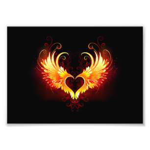 Angel Fire Heart met Wings Foto Afdruk