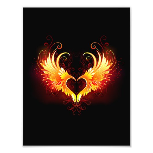 Angel Fire Heart met Wings Foto Afdruk (Voorkant)