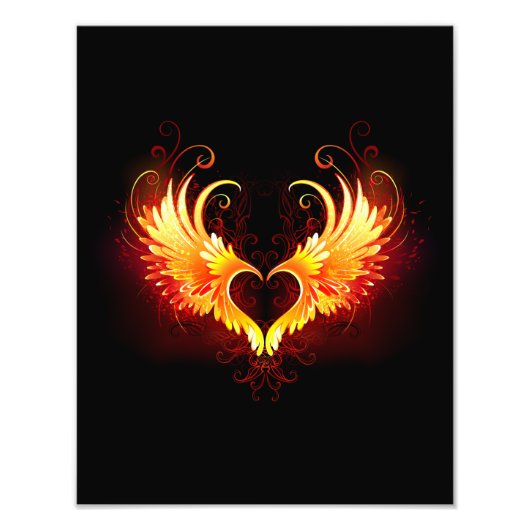 Angel Fire Heart met Wings Foto Afdruk (Voorkant)