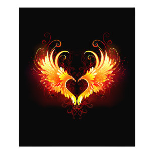 Angel Fire Heart met Wings Foto Afdruk