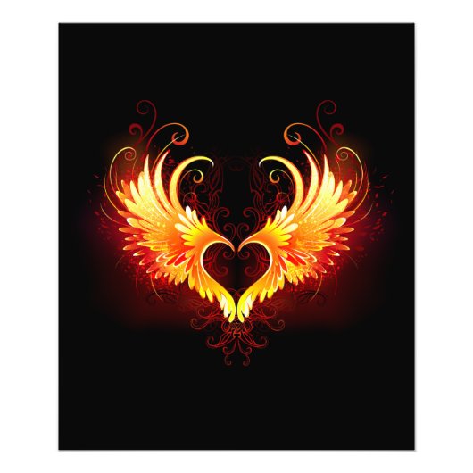 Angel Fire Heart met Wings Foto Afdruk (Voorkant)