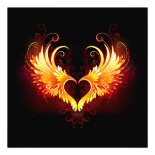 Angel Fire Heart met Wings Foto Afdruk