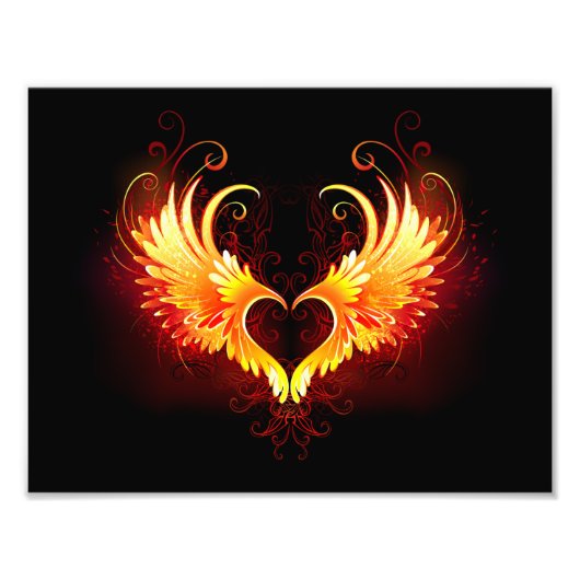 Angel Fire Heart met Wings Foto Afdruk (Voorkant)