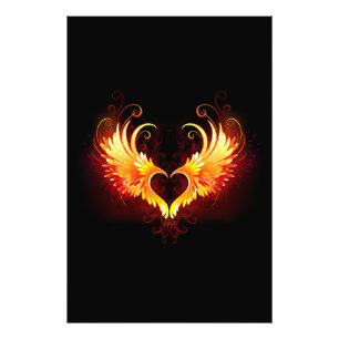 Angel Fire Heart met Wings Foto Afdruk