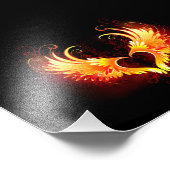 Angel Fire Heart met Wings Foto Afdruk (Hoek)