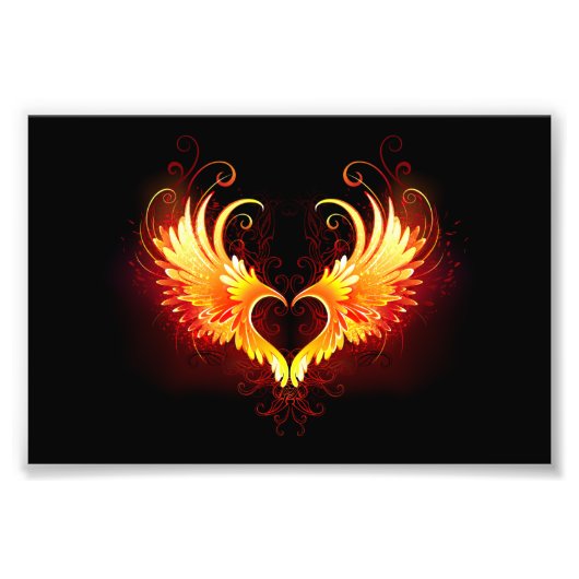 Angel Fire Heart met Wings Foto Afdruk (Voorkant)