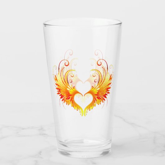 Angel Fire Heart met Wings Glas (Achterkant)