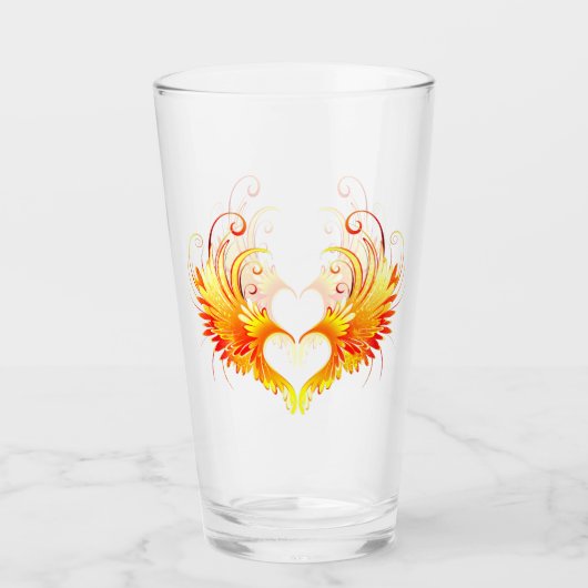 Angel Fire Heart met Wings Glas (Voorkant)