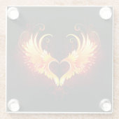 Angel Fire Heart met Wings Glazen Onderzetter (Achterkant)