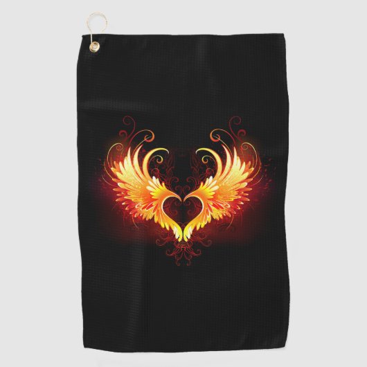 Angel Fire Heart met Wings Golfhanddoek (Voorkant)