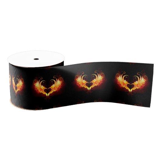 Angel Fire Heart met Wings Grosgrain Lint (Spoel)