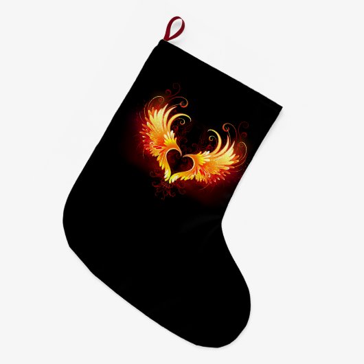 Angel Fire Heart met Wings Grote Kerstsok (Voorkant (Hangend))