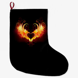 Angel Fire Heart met Wings Grote Kerstsok