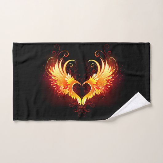 Angel Fire Heart met Wings Handdoek (Handdoek)