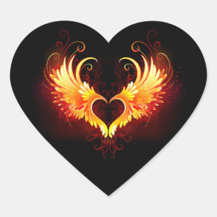 Angel Fire Heart met Wings Hart Sticker