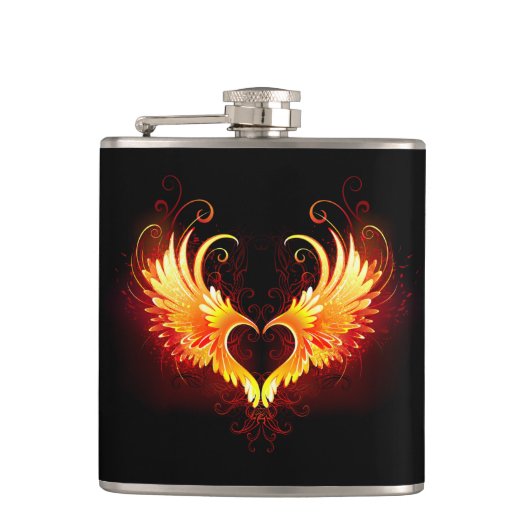 Angel Fire Heart met Wings Heupfles (Voorkant)