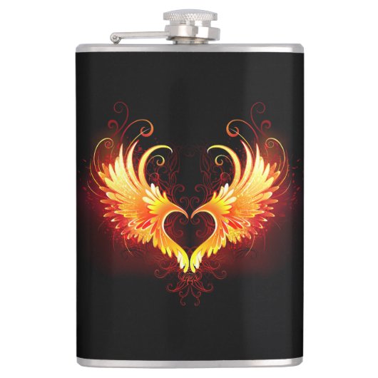 Angel Fire Heart met Wings Heupfles (Voorkant)