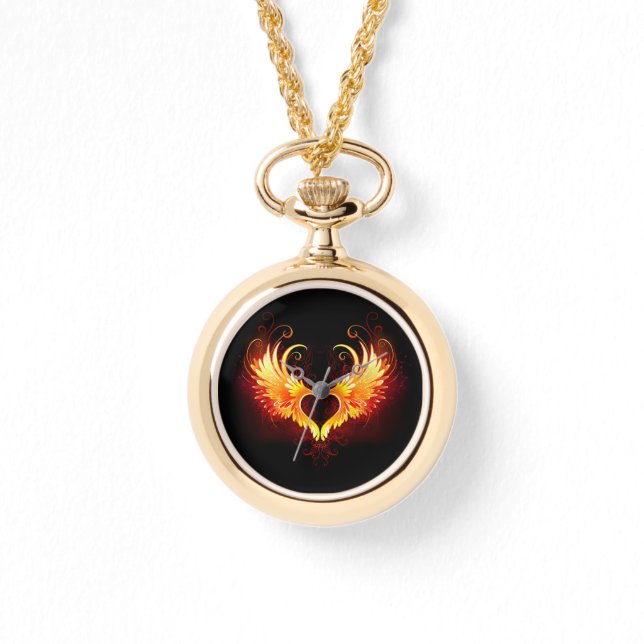 Angel Fire Heart met Wings Horloge (Voorkant)