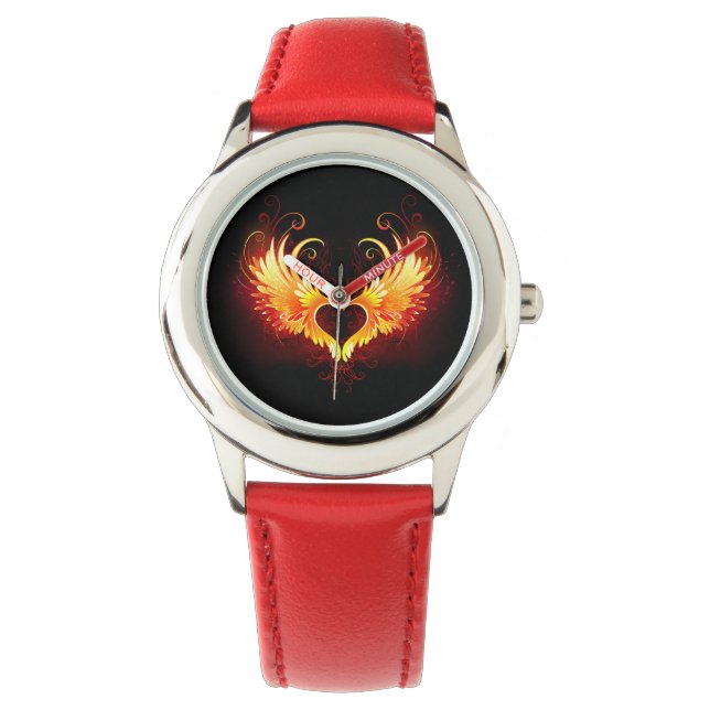 Angel Fire Heart met Wings Horloge (Voorkant)