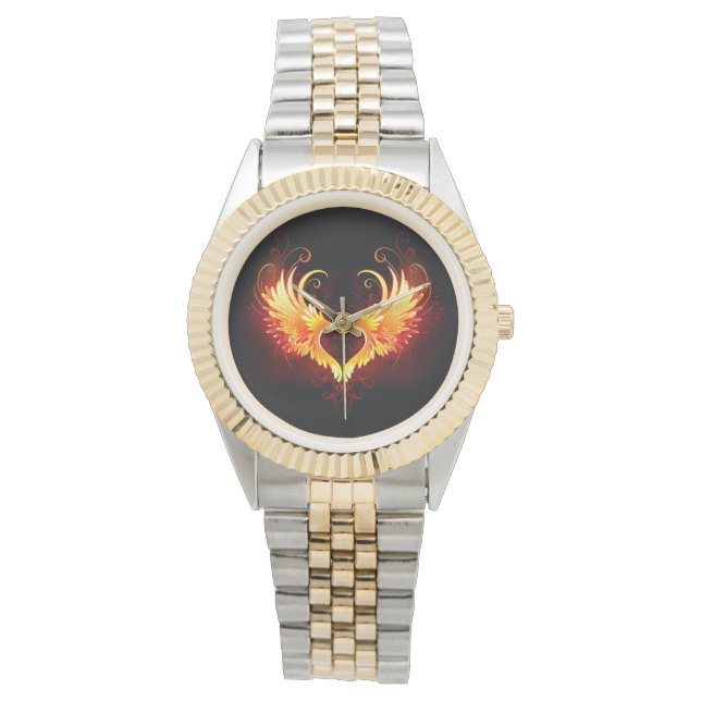 Angel Fire Heart met Wings Horloge (Voorkant)
