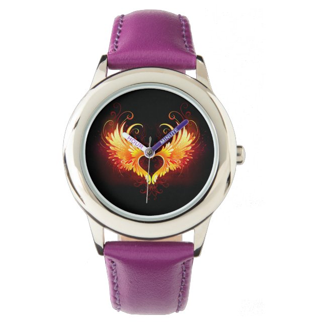 Angel Fire Heart met Wings Horloge (Voorkant)