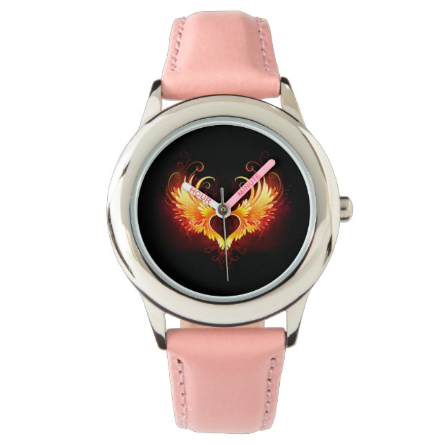 Angel Fire Heart met Wings Horloge (Voorkant)