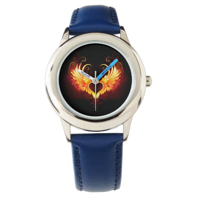 Angel Fire Heart met Wings Horloge (Voorkant)