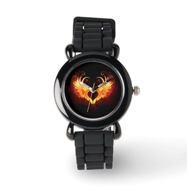 Angel Fire Heart met Wings Horloge (Voorkant)